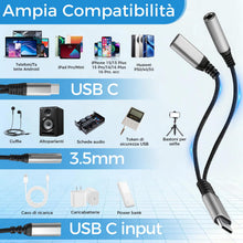 Carica l'immagine nel visualizzatore di Gallery, 2 in 1 Adattatore per Cuffie USB C e Ricarica, Jack da 3,5mm USB C Supporta PD 60W Ricarica Rapida &amp; Audio, Adaptateur C
