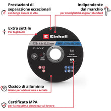 Carica l'immagine nel visualizzatore di Gallery, Einhell 10 dischi da taglio sottili, Inox, Ø 125 x 1 mm
