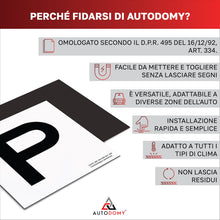 Carica l'immagine nel visualizzatore di Gallery, Autodomy P Principiante Magnetica Realizzata in Vinile Set 2 Pezzi Anteriore + Posteriore | P di Principiante per Auto I