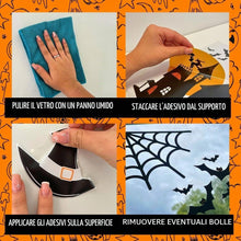 Carica l'immagine nel visualizzatore di Gallery, Haus Projekt 53 Pezzi Adesivi Halloween Finestre Riutilizzabili, 8 Fogli A4