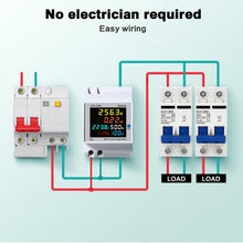 Carica l'immagine nel visualizzatore di Gallery, DEWIN Contatore Energia Elettrica Monofase, 6 in 1 Multifunzione Misuratore Consumo Elettrico 100A AC 40-300V Wattmetro 