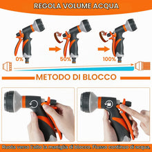 Carica l'immagine nel visualizzatore di Gallery, Pistola Irrigazione Giardino, Pistola Multifunzione con Flusso D'Acqua Controllabile, Acqua a Spruzzo con 8 Modalità Reg