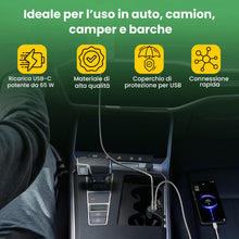 Carica l'immagine nel visualizzatore di Gallery, Offgridtec adattatore auto USB doppio 12V/24V con USB-C 65W e USB-A 18W, interruttore ON/OFF, copertura protettiva, corp