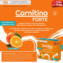 Carica l'immagine nel visualizzatore di Gallery, Sanavita Carnitina Forte, Formula completa + Creatina, Carnosina, Beta-alanina per sostegno attività fisica - 14 bustine