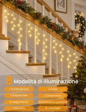 Carica l'immagine nel visualizzatore di Gallery, Tenda Luminosa Natale 20M 560 LED Bianco Caldo Telecomando