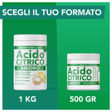 Carica l'immagine nel visualizzatore di Gallery, Acido Citrico Anidro Puro 1kg – Polvere Naturale per Pulizia Domestica | Anticalcare, Ammorbidente, Disincrostante e Det