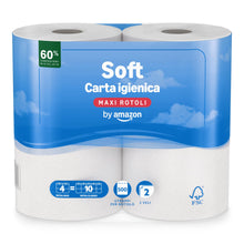 Carica l'immagine nel visualizzatore di Gallery, by Amazon Carta Igienica (Rotolo Maxi) Trapuntata a 2 Veli, Morbida e Delicata, 4 Rotoli (1 Confezione da 4), 500 Strapp
