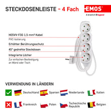 Carica l'immagine nel visualizzatore di Gallery, EMOS - Ciabatta a 4 prese 5 m - 4 prese Schuko ruotate di 45° - 250 V, 16 A, 3680 W - isolamento in PVC di alta qualità 