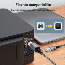 Carica l'immagine nel visualizzatore di Gallery, Cavo Stampante [2M] Cavo USB 2.0 Tipo A Maschio a Tipo B Maschio Cavetto