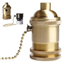 Carica l'immagine nel visualizzatore di Gallery, Portalampada vintage in alluminio E27: portalampada M10 E27 bronzo con interruttore a tirante, adattatore per lampada a 
