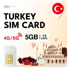 Carica l'immagine nel visualizzatore di Gallery, travSIM SIM Turchia | 15 giorni - 05GB di dati | Dati ad alta velocità 5G/4G | Accesso a Internet per Google, Facebook, 