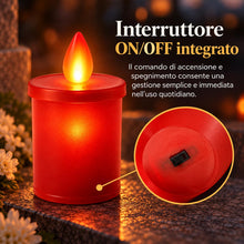 Carica l'immagine nel visualizzatore di Gallery, topolenashop Lumino Votivo LED Rosso a Batteria – Effetto Fiamma Realistico – Candela Elettronica 10,5x6,5 cm con Interr