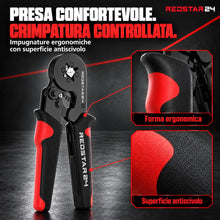 Carica l'immagine nel visualizzatore di Gallery, RedStar24 Pinza Crimpatrice con 1800 Puntalini - Pinza per Capicorda Autoregolante per 0,25-10mm² - Include Pinza Crimpa