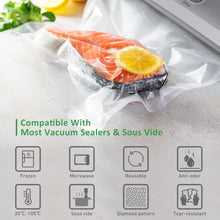 Carica l'immagine nel visualizzatore di Gallery, KitchenBoss Sacchetti Sottovuoto Alimenti 5 Rotoli：Buste Sottovuoto Alimenti 28x3/20x2/x500 cm, Rotolo Sottovuoto per Al