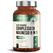Carica l'immagine nel visualizzatore di Gallery, Magnesio Completo 8-in-1 | 400 mg Alta Dose | 240 Capsule Vegane | Magnesio Bisglicinato, Citrato, Malato, Taurato | Int