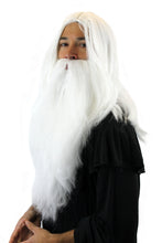 Carica l'immagine nel visualizzatore di Gallery, Set Parrucca e Barba; Stregone Mago bianco Babbo Natale