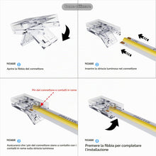 Carica l'immagine nel visualizzatore di Gallery, COB LED Strisce Connettori per 2pin 8mm Striscia COB, 4 Connettori Intermedi Trasparenti, 2 a forma di L, 1 a Forma di T