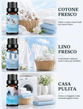 Carica l'immagine nel visualizzatore di Gallery, Set Oli Essenziali Bucato 6x10ml Profumi Casa Freschi e Puliti