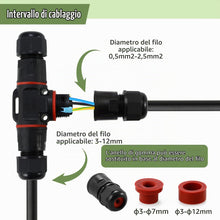 Carica l'immagine nel visualizzatore di Gallery, 4 Pezzi Connettori Elettrici per Cavi Esterni 3 Poli，Scatola di Giunzione Impermeabile IP68，Connettore Stagno Manicotto 