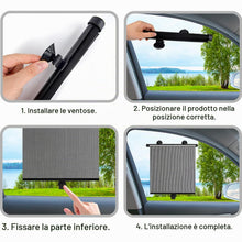 Carica l'immagine nel visualizzatore di Gallery, 2 Pezzi Parasole per Finestrino Auto Avvolgibile, Parasole Macchina, Tendina Oscurante con Ventose per Macchina, Protezi