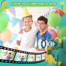 Carica l'immagine nel visualizzatore di Gallery, Macchina Fotografica Bambini Istantanea, CAMCLID 2,4 Pollici Fotocamera Bambini con 32GB Scheda, 12MP/1080P Fotocamera Digitale Bambini Dinosauro, Regali per Ragazzi Ragazze da 3-12 Anni (Verde)