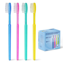 Carica l'immagine nel visualizzatore di Gallery, 100x ARNOMED spazzolini monouso con dentifricio, spazzolini confezionati singolarmente, spazzolino rosso, blu, verde e g