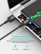 Carica l'immagine nel visualizzatore di Gallery, Kuulaa, cavo di ricarica magnetica 3 in 1, 3 A, in nylon, intrecciato, con luce LED, magnetico, cavo di ricarica USB per