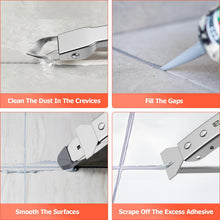 Carica l'immagine nel visualizzatore di Gallery, Preciva Silicone Kit di Utensili per Calafataggio 4 in 1 Scopino per Calafataggio in Acciaio Inox Scopino di Gomma di Ri
