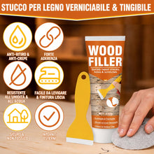 Carica l'immagine nel visualizzatore di Gallery, Stucco per Legno Bianco, Verniciabile e Levigabile Stucco per Legno Riempitivo per Crepe, Buchi e Danni, Basso Odore e R