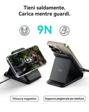Carica l'immagine nel visualizzatore di Gallery, INIU Caricatore Wireless iPhone, Magnetic 3 in 1 Base Ricarica Certificato Qi, Da viaggio Caricabatterie Wireless Univer