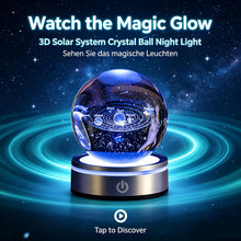Carica l'immagine nel visualizzatore di Gallery, mumisuto Sfera di Cristallo 3D, Sfera di Cristallo 3D Sistema Solare, luce notturna 3d con sfera di cristallo con LED Li