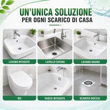 Carica l'immagine nel visualizzatore di Gallery, Polvere Disgorgante Professionale Forte, Stura Lavandini e Scarichi per Eliminare Odore di Fogna in Bagno, Rimuove Rapid