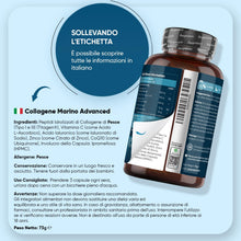 Carica l'immagine nel visualizzatore di Gallery, Collagene Marino Avanzato con Acido Ialuronico, Tipo I e III, Peptidi