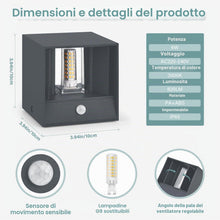 Carica l'immagine nel visualizzatore di Gallery, Lampada da Esterno LED con Sensore di Movimento, Applique da Parete IP65 per Interno/Esterno con Lampadina G9 Sostituibi