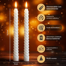 Carica l'immagine nel visualizzatore di Gallery, Candele Finte LED Senza Fiamma 6 Pezzi, 25.5cm Avorio con Telecomando e Timer, Candele Spiralate a Batteria Fiamma oscil