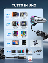Carica l'immagine nel visualizzatore di Gallery, 2026 90W 3 Porte Caricabatterie Auto USB C, PD3.0 &amp; QC3.0 Veloce Caricatore auto con 1.5M [Mantieni l'ordine] Cavo a Spi