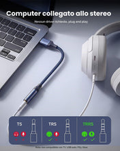 Carica l'immagine nel visualizzatore di Gallery, MOGOOD Adattatore USB a Jack 3,5mm 0,2M Scheda Audio Esterna Stereo TRRS