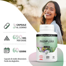 Carica l'immagine nel visualizzatore di Gallery, Passiflora Biologica | 690 mg/giorno | Passiflora incarnata | Certificato Ecocert | 200 Capsule | Orgaliane