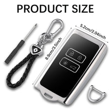Carica l'immagine nel visualizzatore di Gallery, JIZZU Custodia per chiave auto Renault 4 tasti Keyless Smart TPU custodia portachiavi con portachiavi TPU Smart Key Case