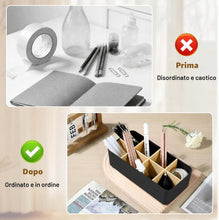 Carica l'immagine nel visualizzatore di Gallery, AiQInu Organizer Scrivania e Portapenne Nero, Porta Penne per Scrivania con 8 Scomparti Rimovibili, Desk Organizer Ufficio per Telecomando, Conservazione Cosmetici, Accessori Scrivania
