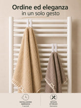 Carica l'immagine nel visualizzatore di Gallery, Set 4 Ganci Salvaspazio per Termoarredo e Scaldasalviette Bagno – Porta Asciugamani e Accappatoi – 100% Made in Italy (B