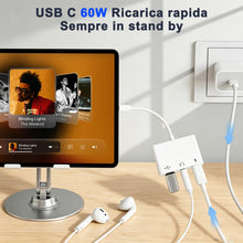 Carica l'immagine nel visualizzatore di Gallery, 3 in 1 Adattatore USB C Jack 3.5 mm con Adattatore per Charger 60W OTG