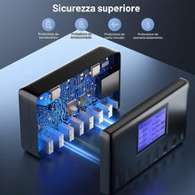 Carica l'immagine nel visualizzatore di Gallery, Stazione di ricarica con 8 porte USB C 60W, 12A, con display LCD per più dispositivi, Caricabatterie intelligente da tav