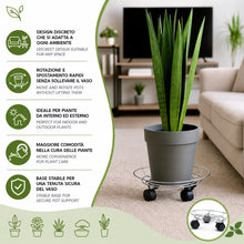Carica l'immagine nel visualizzatore di Gallery, IPEA Carrello Sottovaso con Ruote per Vasi e Fioriere - 36 cm - Supporto Base Mobile in Metallo per Piante e Fiori per C