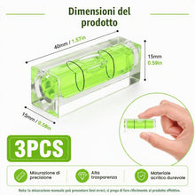 Carica l'immagine nel visualizzatore di Gallery, 3 pezzi Mini Livella a Bolla in Acrilico, Livella a Boccola 15×15×40 mm per Campeggio, Roulotte, Fotocamere, Immagini Fi