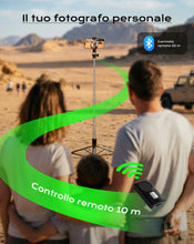 Carica l'immagine nel visualizzatore di Gallery, Treppiede Smartphone e Bastone Selfie, 170cm Cavalletto per Smartphone Portatile con Telecomando Wireless, Compatibile c