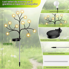 Carica l'immagine nel visualizzatore di Gallery, FIFlying Luci solari da giardino per esterni, 2 pezzo 12 LED Illuminazione da giardino Firefly 2 modalità Forma flessibi