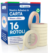 Carica l'immagine nel visualizzatore di Gallery, 16 Nastri di Carta Gommata Imbianchino per Mascheratura e Pittura 19mmx50m