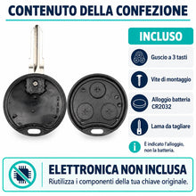 Carica l'immagine nel visualizzatore di Gallery, Guscio Ricambio Chiave Auto Telecomando con LAMA Compatibile con Smart ForTwo 450 Roadster Crossblade City Coupe City Ca