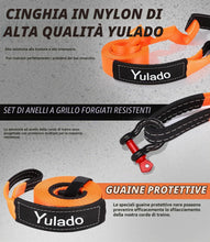 Carica l'immagine nel visualizzatore di Gallery, Yulado Corda Traino Auto, Cinghia per Auto Fune Da 5m x 5cm 10T, Resistenza Alla Rottura di 26455 LBS, 2 Ganci Rinforzat